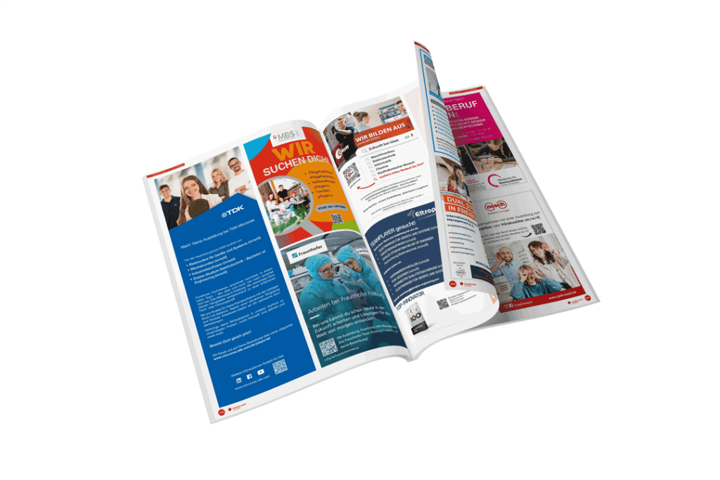 Seiten aus dem Karrieremagazin marktplatz arbeit südbaden, in dem es rund um die Themen Arbeitsmarkt, Karriere, Studium, Ausbildung und Weiterbildung in Freiburg und Südbaden geht.